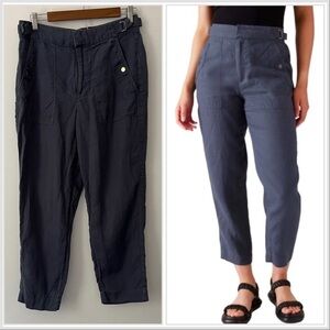Athleta Voyager 100% Linen Ankle Lightweight Pants 8 Blue